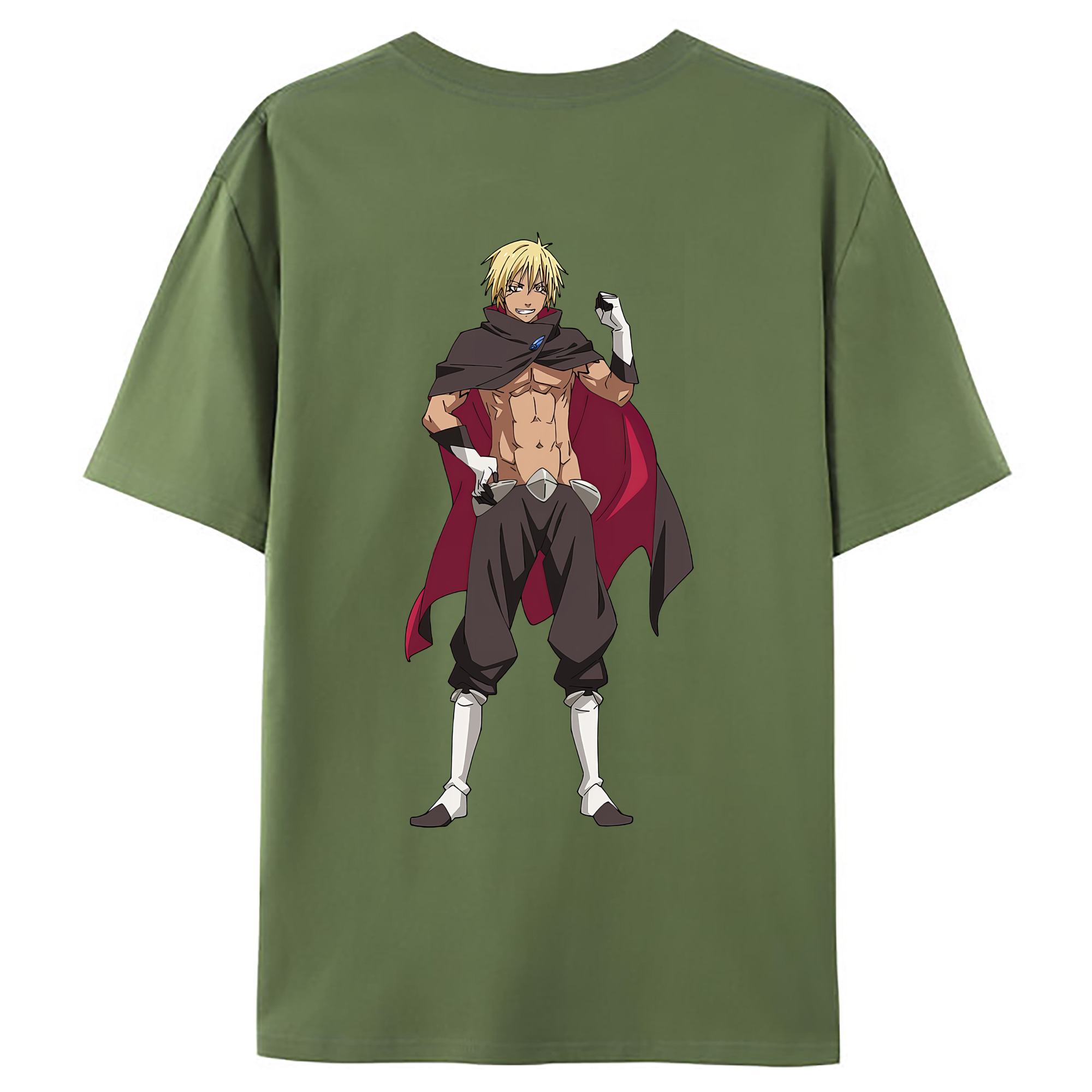 （画像用） 転スラ Regarding Reincarnated to Slime 綿100％ メンズ半袖Tシャツ（バックプリント） 通気性